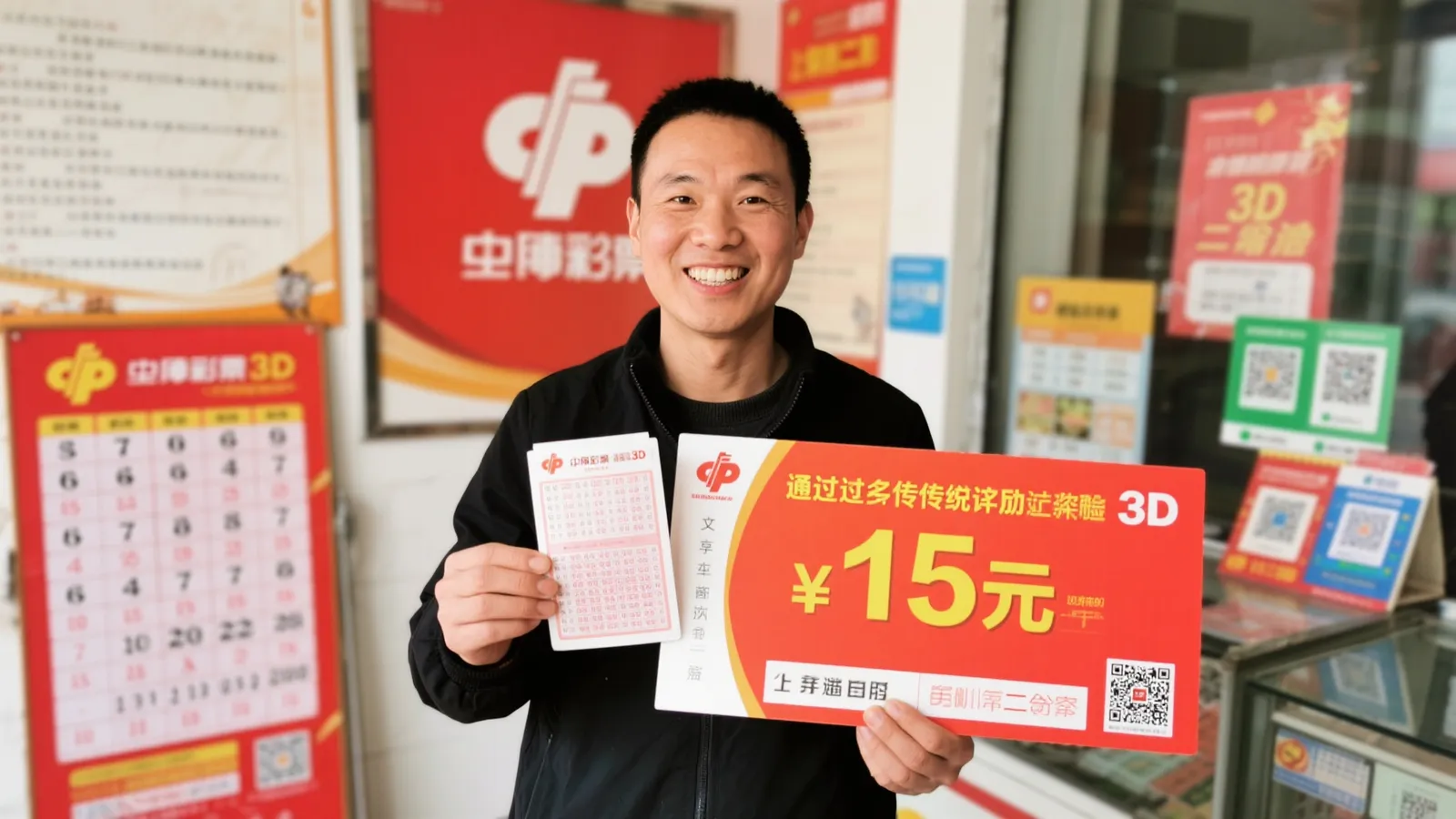 老彩民喜中福彩“3D”15万，热衷钻研号码规律