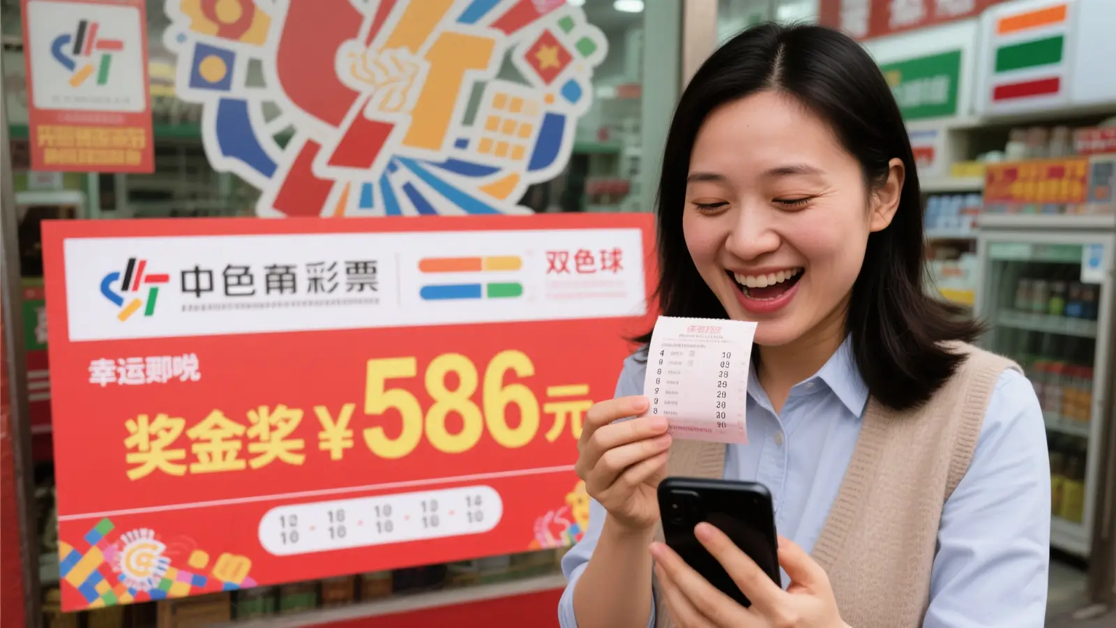 女子喜中双色球586万欣喜若狂 迫不及待赶来兑奖